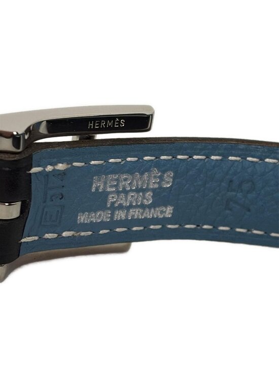 Hermes Belt 75 Hapi 3 Black Blue Jean Silver Reversible Leather main image 4